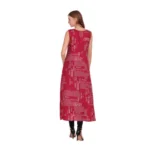 Women's Casual Crepe Sleeveless Slit Dress (Maroon) - Image 2