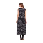 Women's Casual Crepe Sleeveless Slit Dress (Black) - Image 3