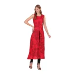 Women's Casual Crepe Sleeveless Slit Dress (Red) - Image 4