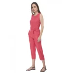 Women's Casual Crepe Sleeveless Jump Suit (Pink) - Image 4