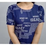 Women's Casual Crepe Half Sleeves Dress (Blue) - Image 4