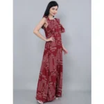 Women's Casual Crepe Sleeveless Dress (Maroon) - Image 4