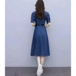 Women's Casual Denim Half Sleeves Dress (Blue) - Image 4