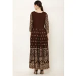 Women's Casual Rayon 3-4th Sleeves Anarkali Kurti (Brown) - Image 5