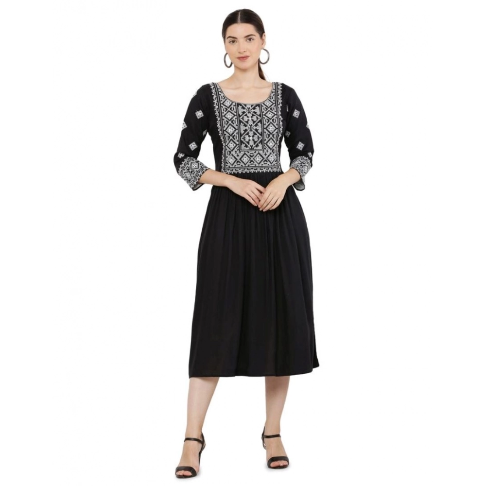 PID-63365-Women-s-Casual-Rayon-3-4th-Sleeves-Dress-Black-1-1000x1000-1.webp Women's Casual Rayon 3-4th Sleeves Kurti (Black) - Image 1