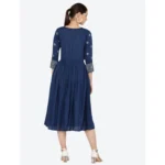 Women's Casual Rayon 3-4th Sleeves Kurti (Blue) - Image 4