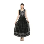 Women's Casual Rayon Sleeveless Kurti (Black)