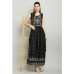 Women's Casual Rayon Sleeveless Kurti (Black) - Image 3