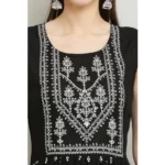 Women's Casual Rayon Sleeveless Kurti (Black) - Image 5