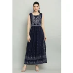 Women's Casual Rayon Sleeveless Kurti (Blue) - Image 4