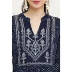 Women's Casual Rayon Full sleeve Kurti (Blue) - Image 5