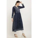 Women's Casual Rayon Full sleeve Kurti (Blue) - Image 4