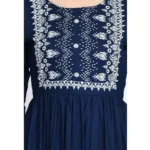 Women's Casual Rayon 3-4th Sleeves Kurti (Blue) - Image 5