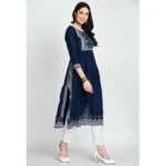 Women's Casual Rayon 3-4th Sleeves Kurti (Blue) - Image 4