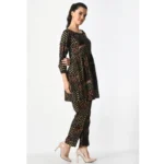Women's Casual Crepe 3-4th Sleeves Cord Set (Black) - Image 4