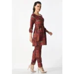 Women's Casual Crepe 3-4th Sleeves Cord Set (Maroon) - Image 4