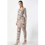 Women's Casual Crepe 3-4th Sleeves Cord Set (White) - Image 3