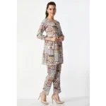 Women's Casual Crepe 3-4th Sleeves Cord Set (White) - Image 4