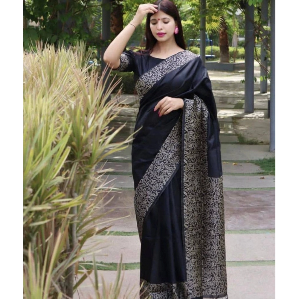 PID-63665-Women-s-Soft-Lichi-Silk-Printed-Saree-With-Unstitched-Blouse-5-5-Mtr-Black-1-1000x1000-1.webp Women's Soft Lichi Silk Printed Saree With Unstitched Blouse 5.5Mtr (Black) - Image 1