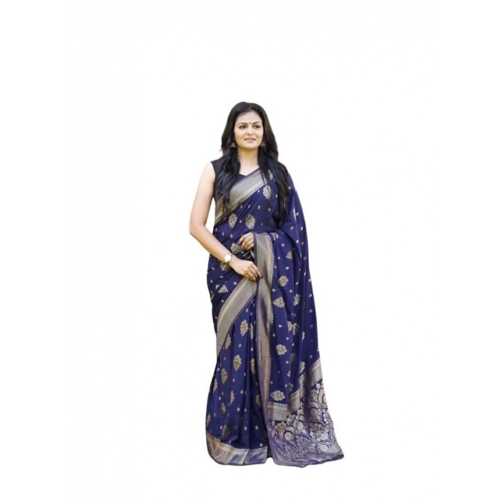 PID-63670-Women-s-Soft-Lichi-Silk-Printed-Saree-With-Unstitched-Blouse-5-5-Mtr-Blue-1-1000x1000-1.webp Women's Soft Lichi Silk Printed Saree With Unstitched Blouse 5.5Mtr (Navy Blue) - Image 1