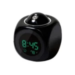Time Display with Voice Projection And Wake-Up Alarm Clock (Color: Black) - Image 2