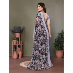 Women's Chiffon Printed Saree With Unstitched Blouse 5.5Mtr (Grey) - Image 3