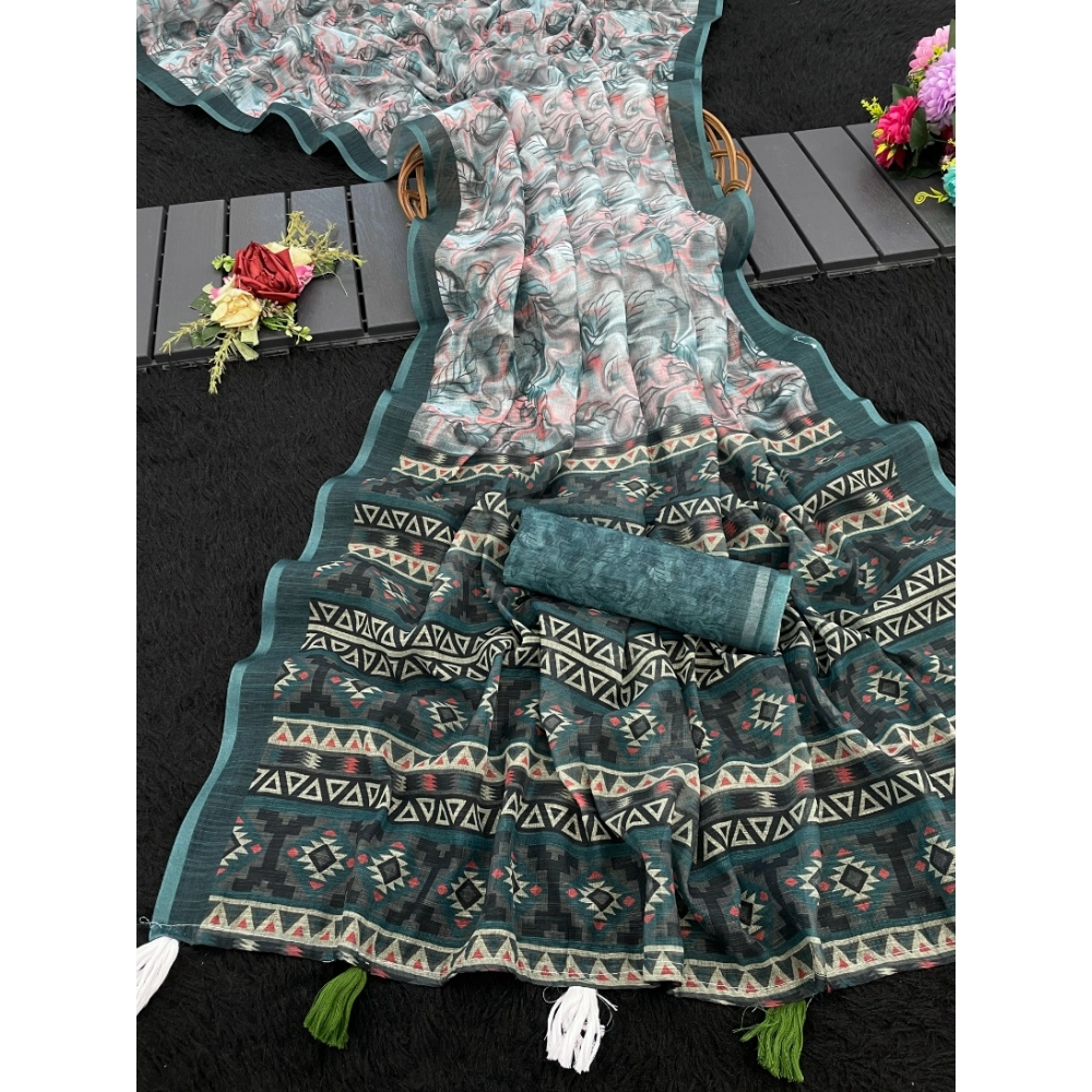 PID-63883-Women-s-Linen-Cotton-Printed-Saree-With-Unstitched-Blouse-5-5-Mtr-Blue-1-1000x1000-1.webp Women's Linen Cotton Printed Saree With Unstitched Blouse 5.5Mtr (Blue) - Image 1