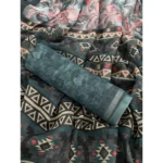Women's Linen Cotton  Printed Saree With Unstitched Blouse 5.5Mtr (Blue) - Image 2