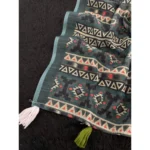 Women's Linen Cotton  Printed Saree With Unstitched Blouse 5.5Mtr (Blue) - Image 3