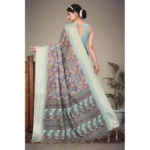 Women's Cotton Silk  Printed Saree With Unstitched Blouse 5.5Mtr (Multicolor) - Image 3