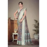 Women's Cotton Silk  Printed Saree With Unstitched Blouse 5.5Mtr (Multicolor) - Image 2