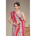 Women's Cotton Silk  Printed Saree With Unstitched Blouse 5.5Mtr (Pink) - Image 3