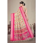 Women's Cotton Silk  Printed Saree With Unstitched Blouse 5.5Mtr (Pink) - Image 4
