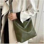 Women's PU Leather Zipper Handbag (Green) - Image 3