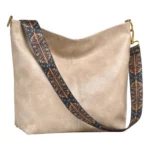 Women's PU Leather Zipper Handbag (Beige) - Image 2