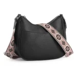 Women's PU Leather Zipper Sling Bag (Black)
