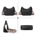 Women's PU Leather Zipper Sling Bag (Black) - Image 2