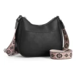 Women's PU Leather Zipper Sling Bag (Black) - Image 3