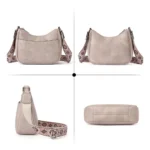 Women's PU Leather Zipper Sling Bag (Beige) - Image 2