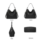 Women's PU Leather Zipper Handbag (Black) - Image 3