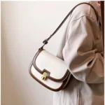 Women's PU Leather Zipper Sling Bag (Beige) - Image 2