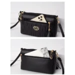 Women's PU Leather Zipper Sling Bag (Black) - Image 4