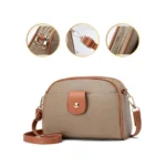 Women's PU Leather Zipper Sling Bag (Khakhi) - Image 2