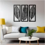 Wooden 3 Pieces Leaf Wall Art Panel Frame for Home Decor - Image 2
