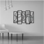 Wooden 5-Piece Wall Art Panel Frame – Elegant Black Abstract Design - Image 2