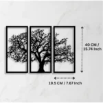 Wooden 3 Pieces Tree Wall Art Panel Frame for Home Decor - Image 2