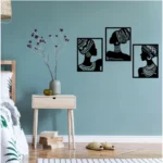 African Elegance Wooden Wall Decor – Set of 3 Panels (Black) - Image 2