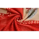 Fleece Floral Printed Double Polar Warm Bedsheet with 2 Pillow Cover (Red) - Image 2