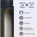 650 Ml Double Wall Insulated Stainless Steel Water Bottle With Flip Lid (Black) - Image 2