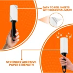 Pet Hair Remover 1 Handle And Refill Totally 60 Sheets (White) - Image 2